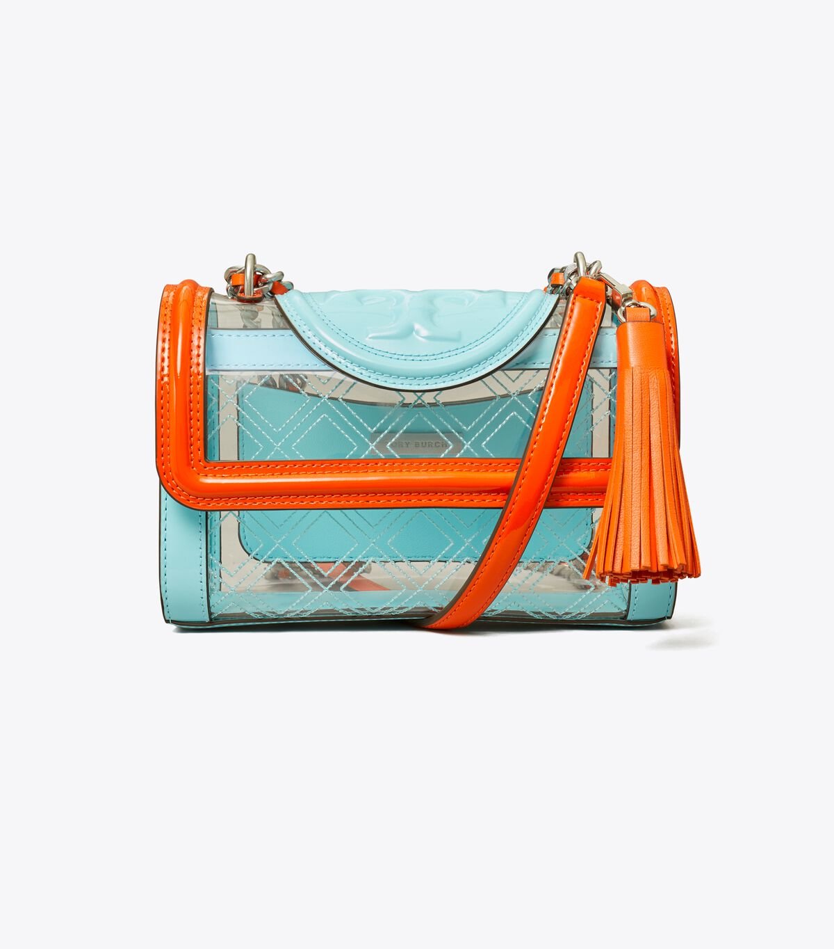 Turquoise Women's Tory Burch Small Fleming Clear Convertible Shoulder Bags | OUFWDS-870