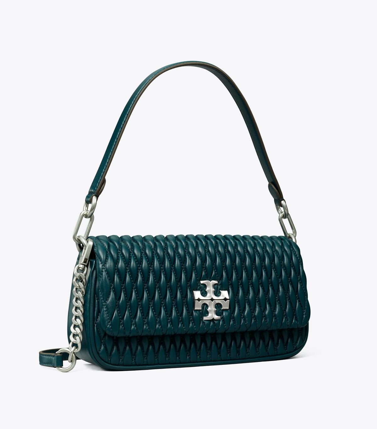 Turquoise Women\'s Tory Burch Small Kira Ruched Flap Shoulder Bags | LGQBMW-804