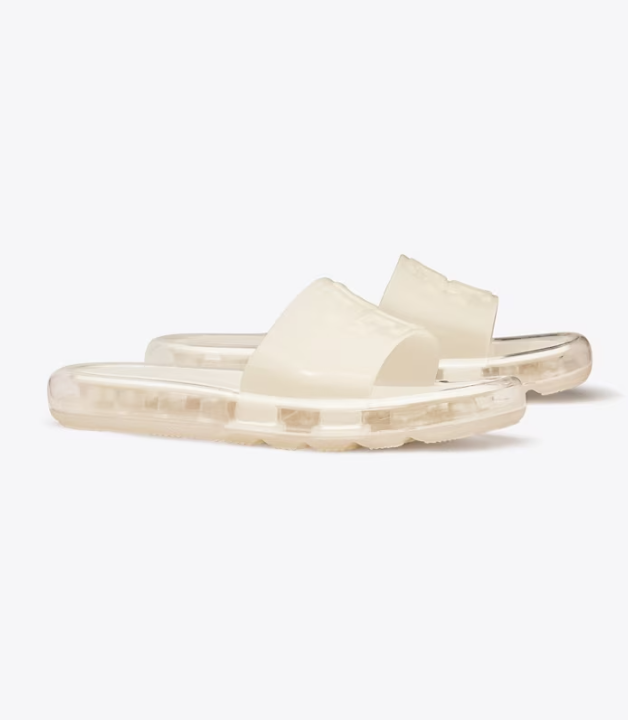 White Women\'s Tory Burch Bubble Jelly Slides | JTEUYK-832