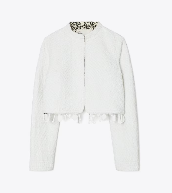 White Women\'s Tory Burch Cotton Tweed Cropped Jackets | BALKNJ-590