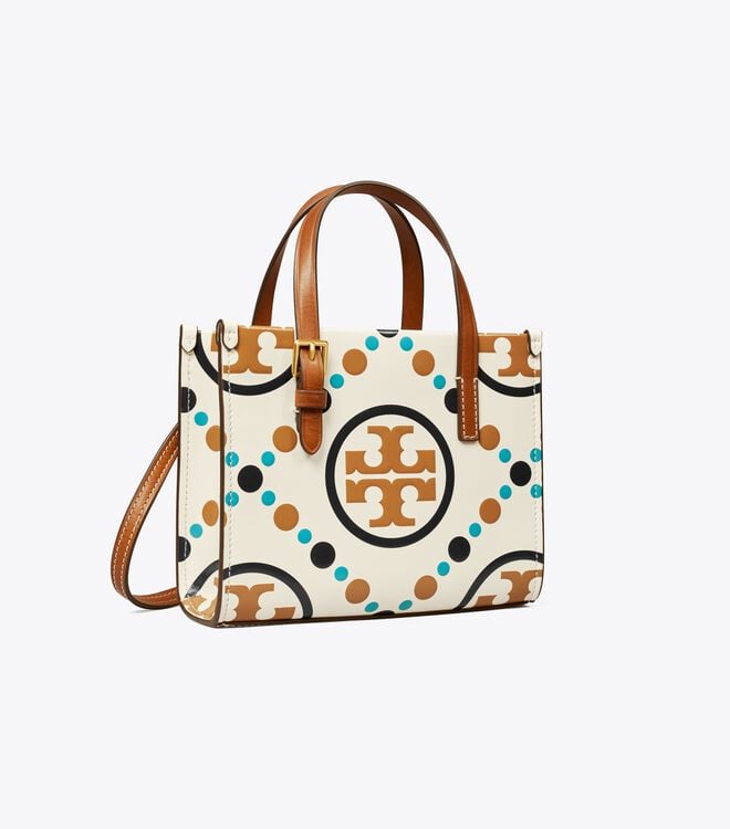 White Women\'s Tory Burch Mini T Monogram Contrast Embossed Square Tote Bags | JXEGVO-235