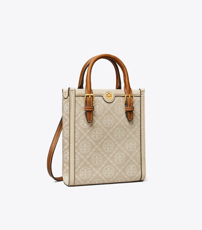 White Women\'s Tory Burch Mini T Monogram Tote Bags | XNYOLM-514