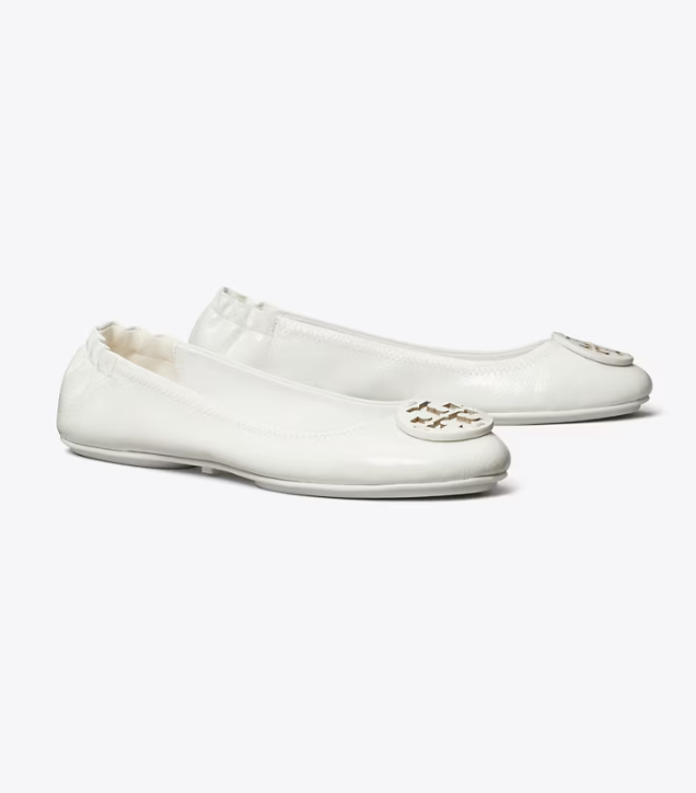 White Women\'s Tory Burch Minnie Travel Flat Shoes | XCTKIZ-532