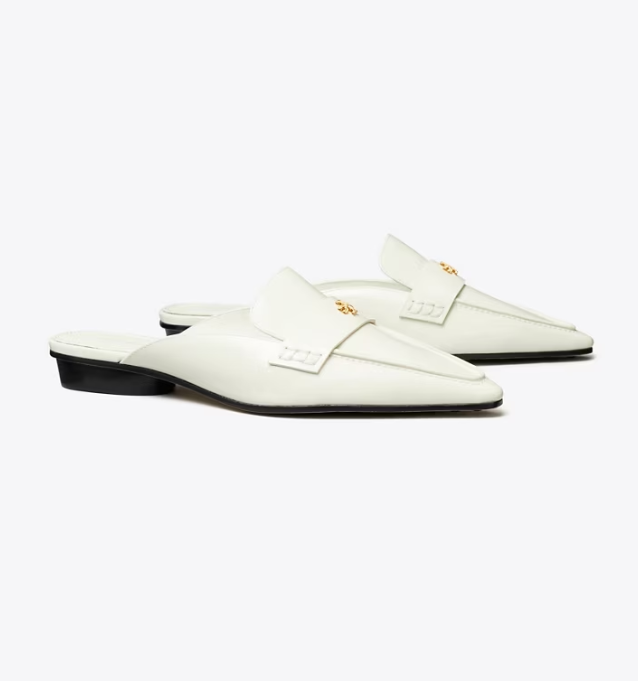 White Women\'s Tory Burch Pointed Backless Loafers | RCPJSG-071