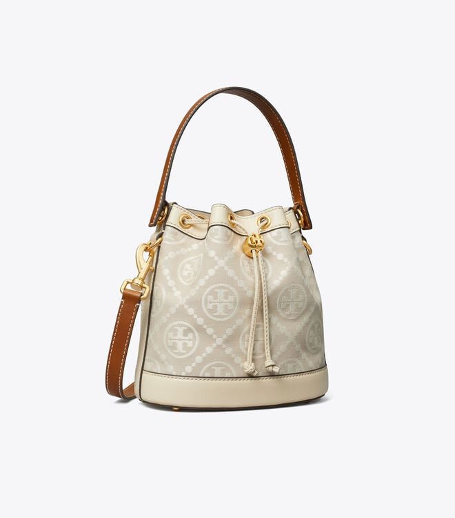 White Women\'s Tory Burch T Monogram Bucket Bags | KAWYUN-056