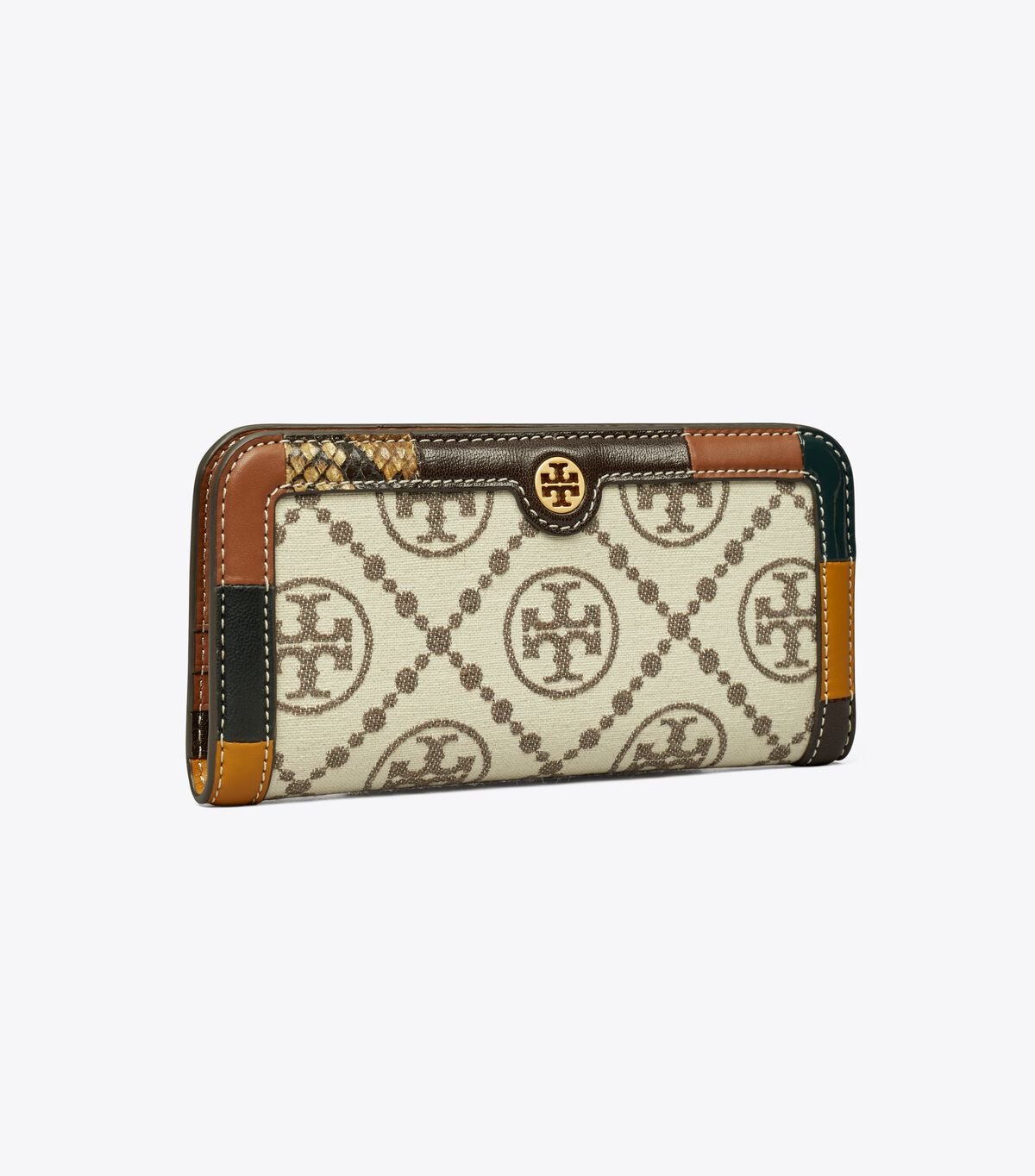 White Women\'s Tory Burch T Monogram Grommet Zip Slim Wallets | HBDPAM-683