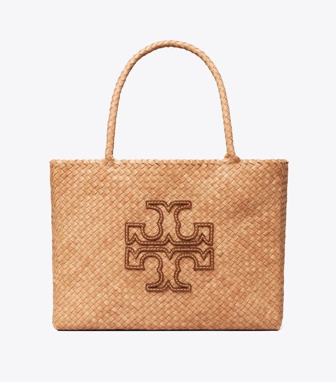 Beige Women's Tory Burch Mcgraw Dragon Woven Tote Bags | QXCRYK-725