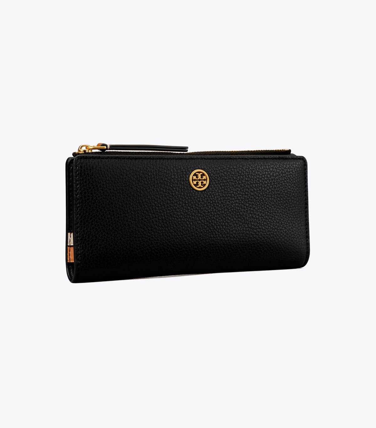 Black Women's Tory Burch Robinson Pebbled Zip Slim Wallets | RFJNAS-842