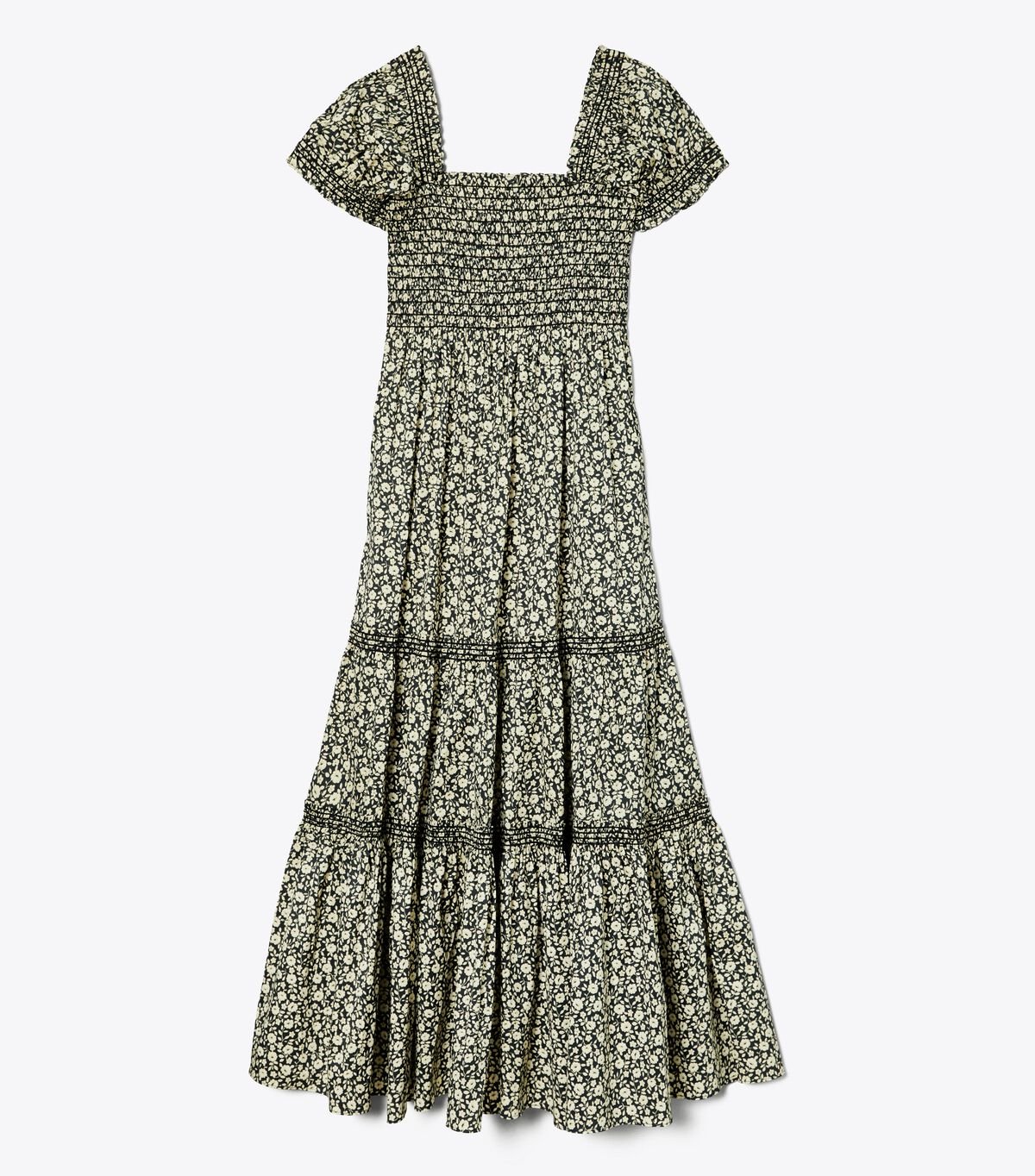 Black Women's Tory Burch Smocked Midi Dress | WSOHTD-960