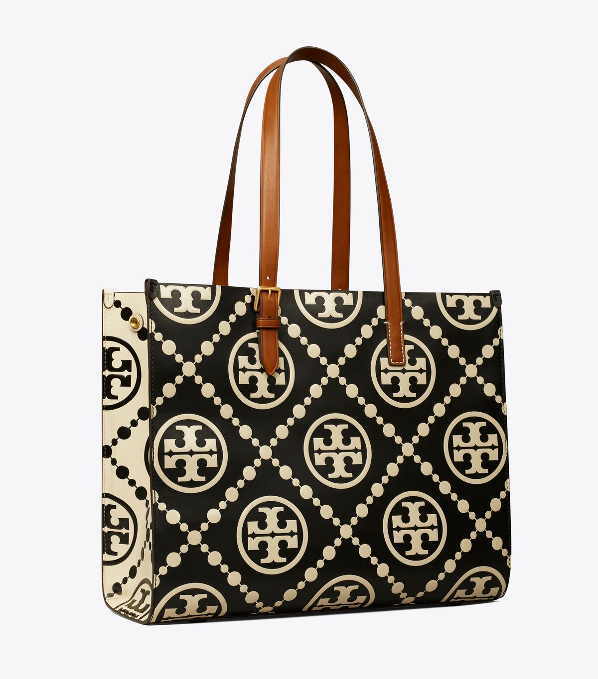 Black Women's Tory Burch T Monogram Contrast Embossed Tote Bags | TGWLNE-708