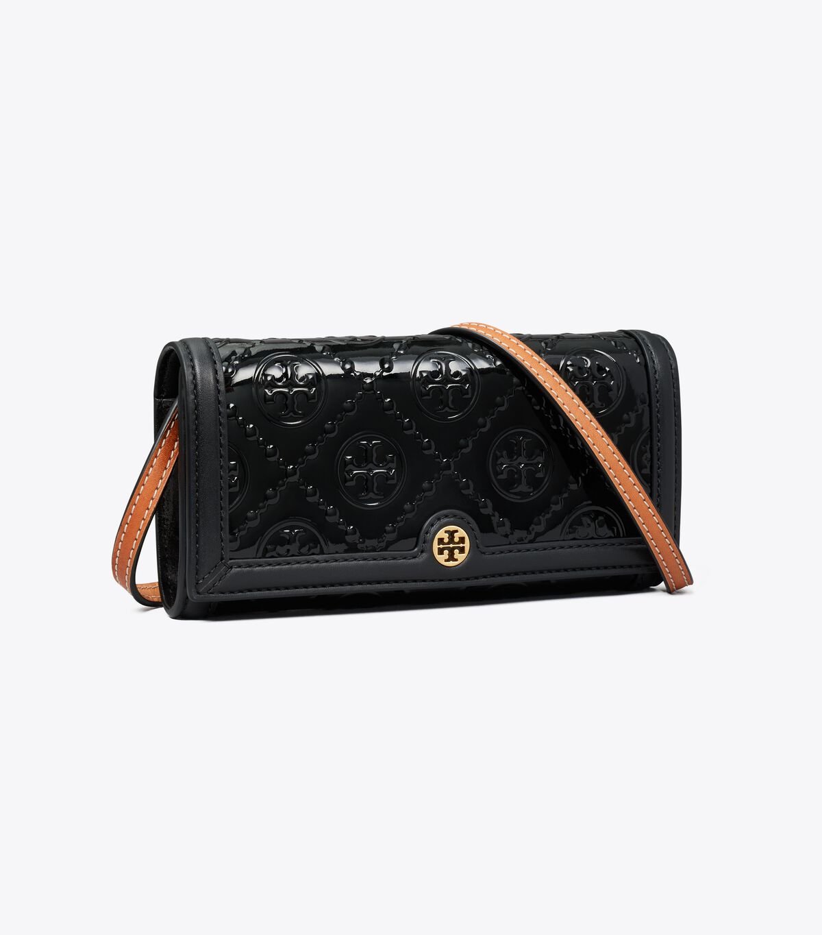 Black Women's Tory Burch T Monogram Patent Embossed Crossbody Bags | GKRYUI-168