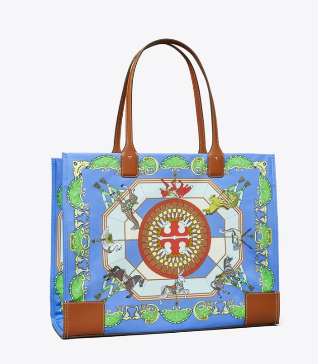 Blue Women's Tory Burch Ella Printed Handbag | OZAXIF-381