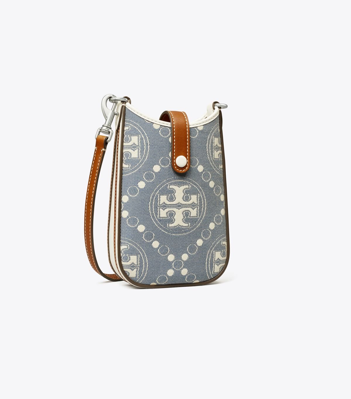 Blue Women's Tory Burch T Monogram Denim Phone Crossbody Bags | JHKADE-041