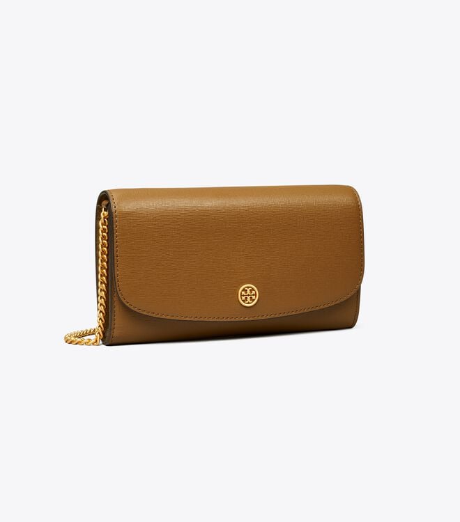 Brown Women's Tory Burch Robinson Chain Crossbody Bags | ZATKWO-603