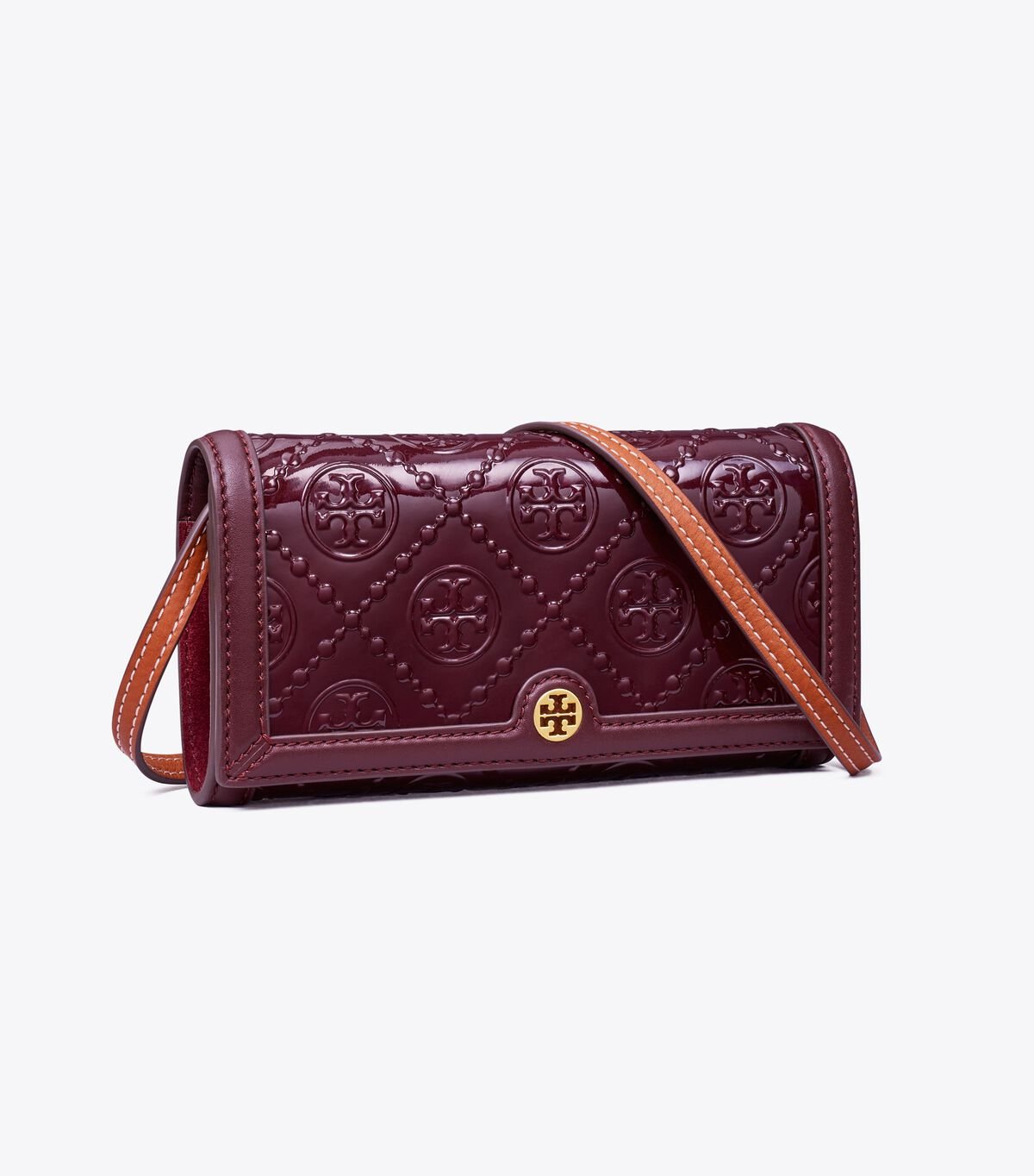 Burgundy Women's Tory Burch T Monogram Patent Crossbody Bags | XOWFVU-341