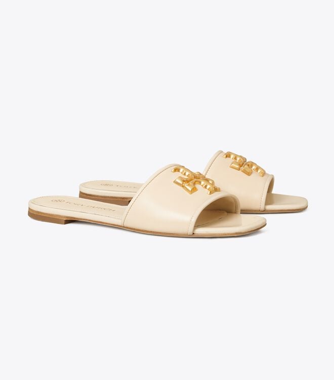 Cream Women's Tory Burch Eleanor Slides | CMBKGY-162