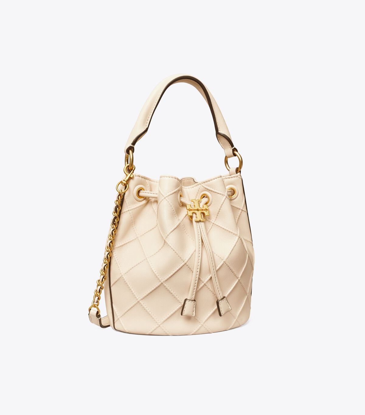 Cream Women's Tory Burch Small Fleming Soft Bucket Bags | GOLKZE-264