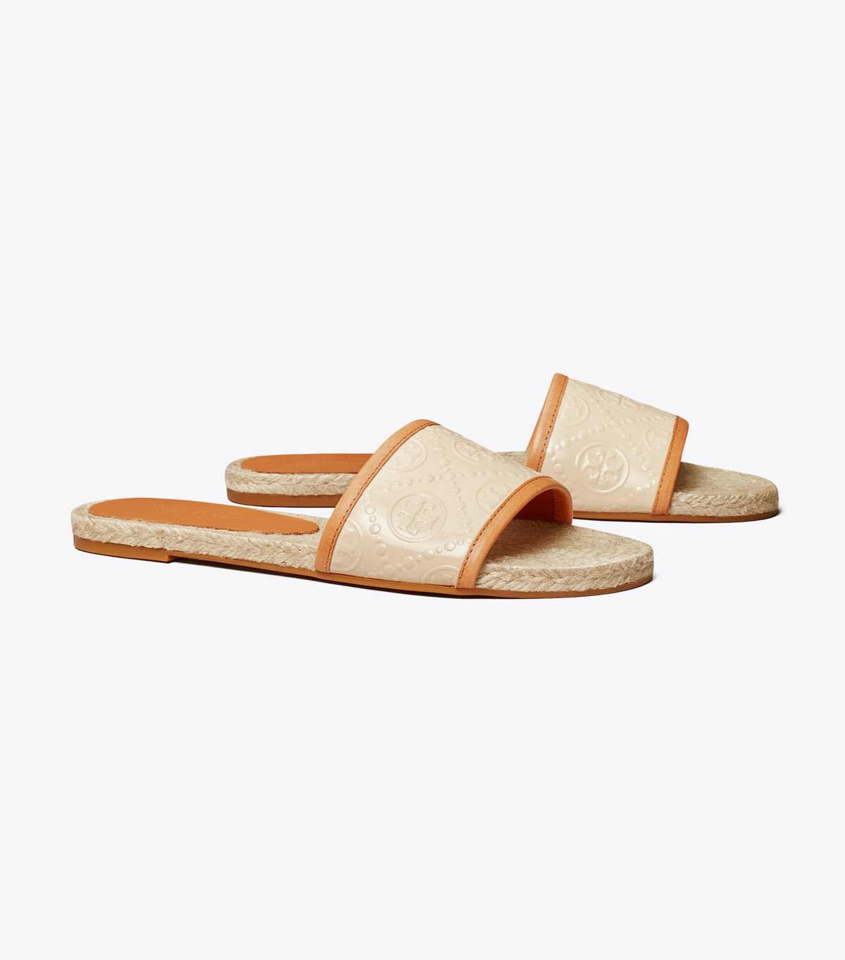 Cream Women's Tory Burch T Monogram Espadrille Slides | KYUIJT-329