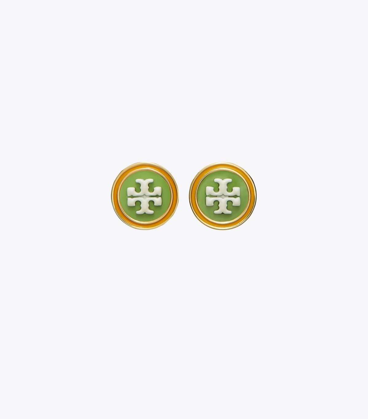 Gold / Green Women's Tory Burch Kira Enamel Circle-stud Earrings | QGDXIW-034