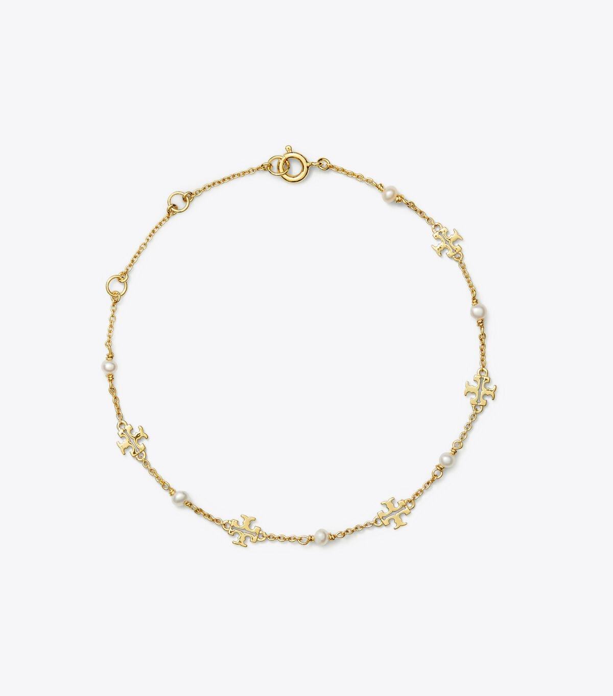 Gold Women's Tory Burch Kira Pearl Delicate Chain Bracelet | UIPSCB-983