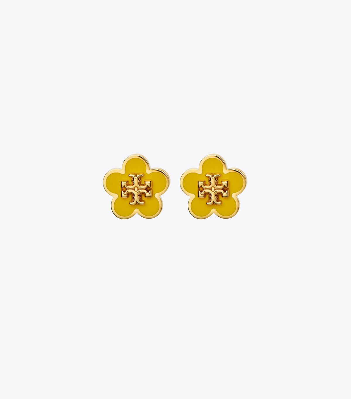 Gold / Yellow Women's Tory Burch Kira Enamel Flower Stud Earrings | CYLEFM-685