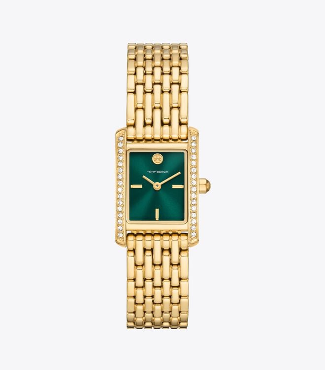 Green / Gold Women's Tory Burch Eleanor Mini Stainless Steel Watches | MRCVBP-593