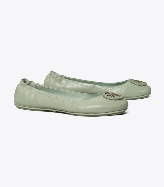 Green Women's Tory Burch Minnie Travel Ballet Flats | KWSEYA-698