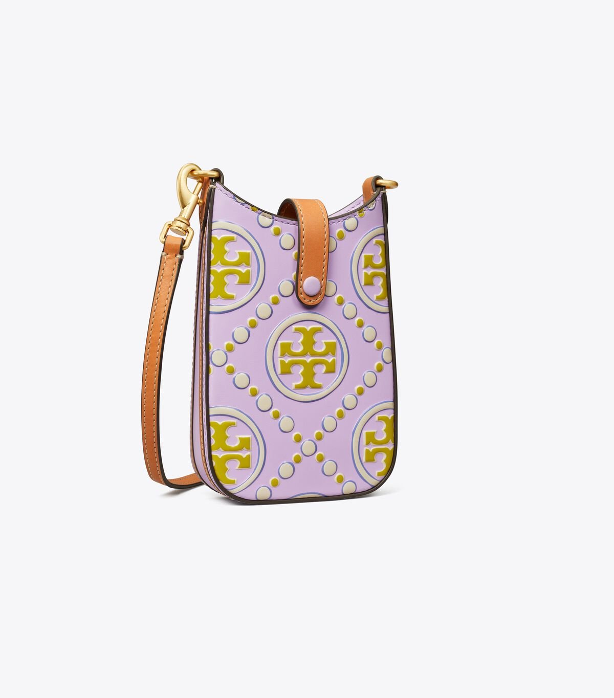 Lavender / White Women's Tory Burch T Monogram Contrast Embossed Phone Crossbody Bags | ODXCYL-690