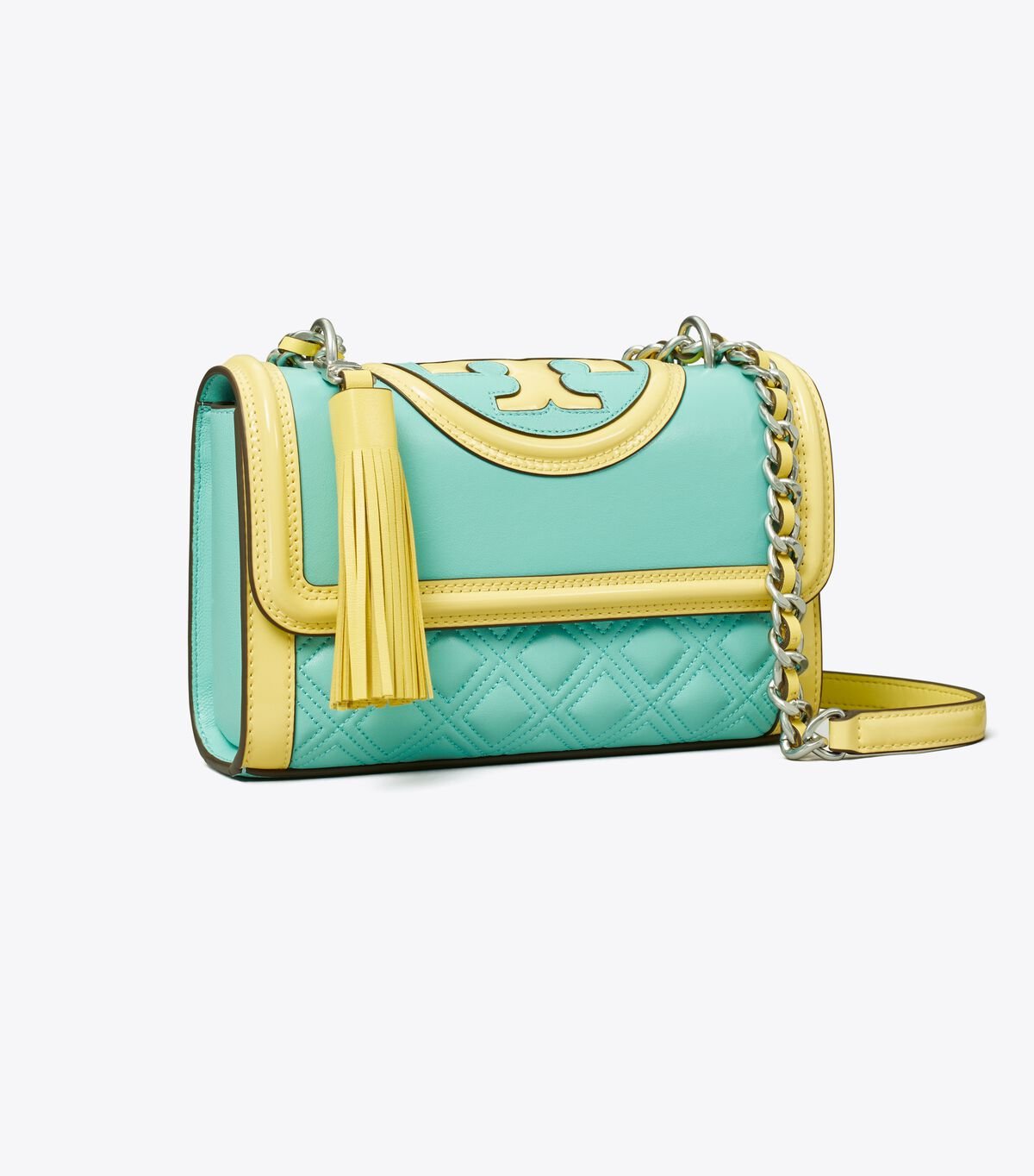 Lemon Women's Tory Burch Small Fleming Patent Border Convertible Shoulder Bags | KYNOHD-523