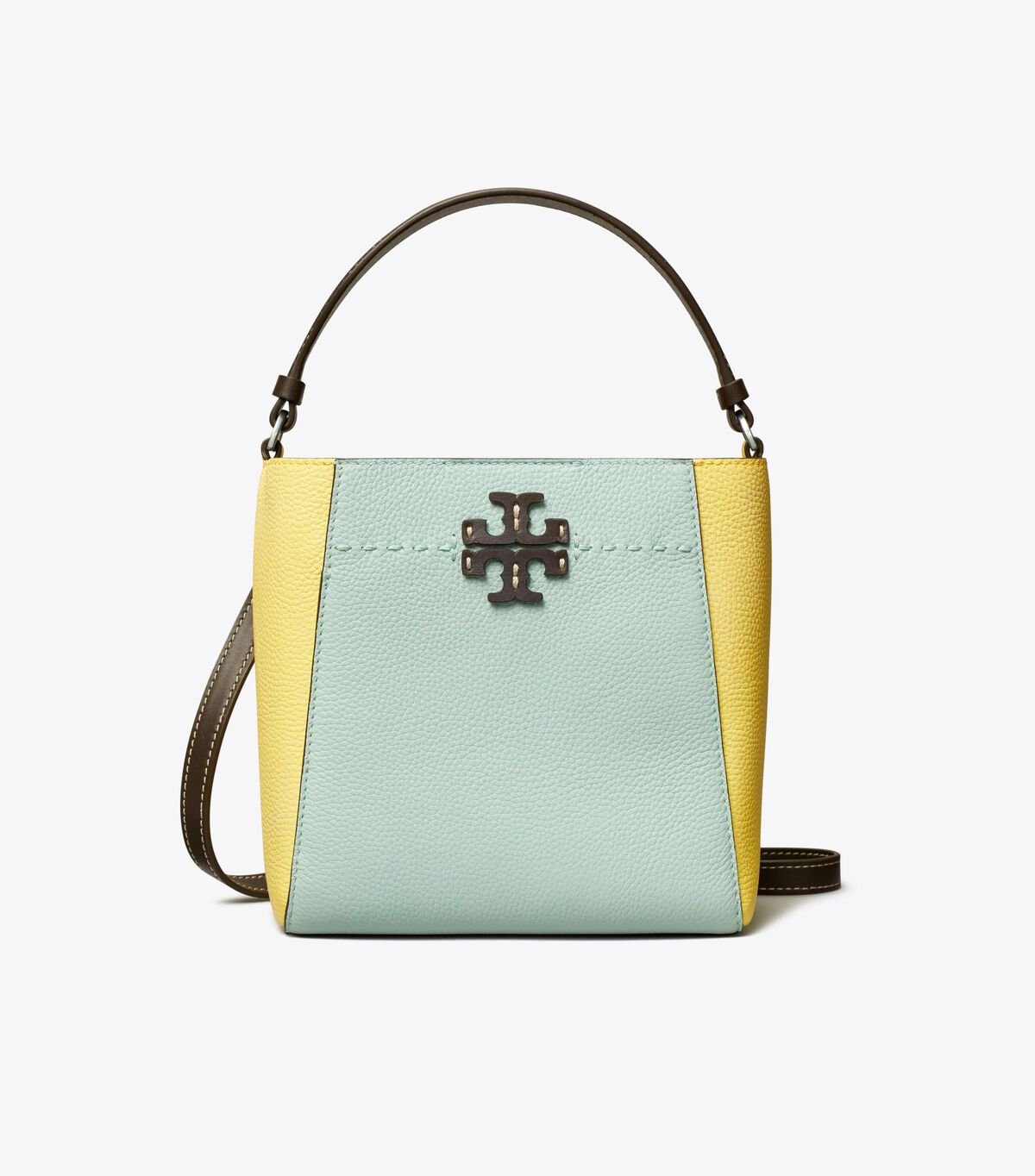 Lemon Women's Tory Burch Small Mcgraw Color-block Bucket Bags | IJMLNA-237