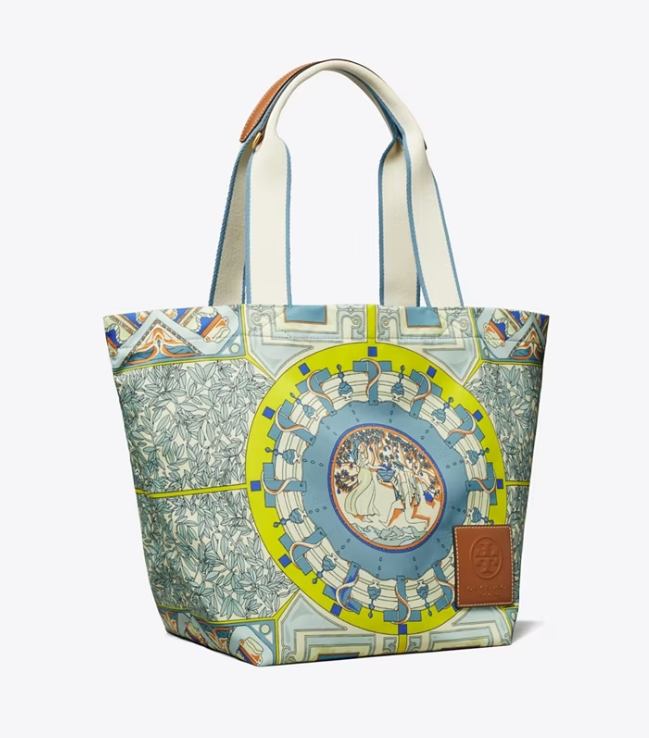 Light Green Women's Tory Burch Ella Printed Market Handbag | WGNLOM-029