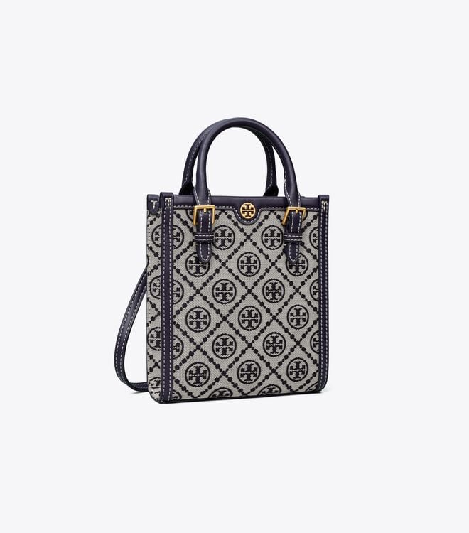 Navy Women's Tory Burch Mini T Monogram Tote Bags | ICMJTK-780