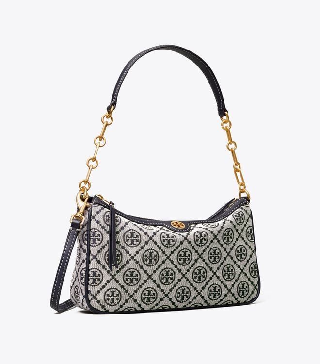 Navy Women's Tory Burch T Monogram Jacquard Shoulder Bags | DOKZCH-827