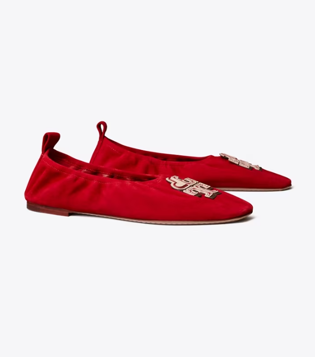 Red Women's Tory Burch Heart Flat Shoes | JRLUCD-621