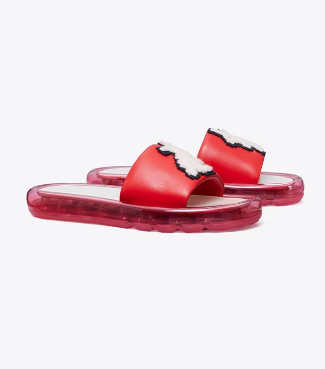 Red Women's Tory Burch Rabbit Bubble Jelly Slides | POXMDF-092