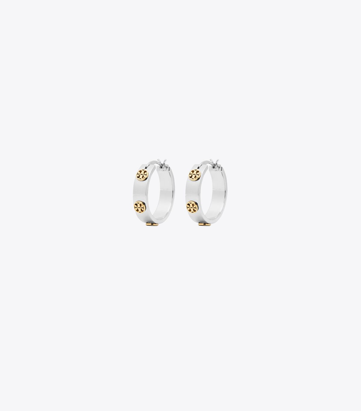 Silver / Gold Women's Tory Burch Miller Stud Huggie Earrings | RFQBSZ-051