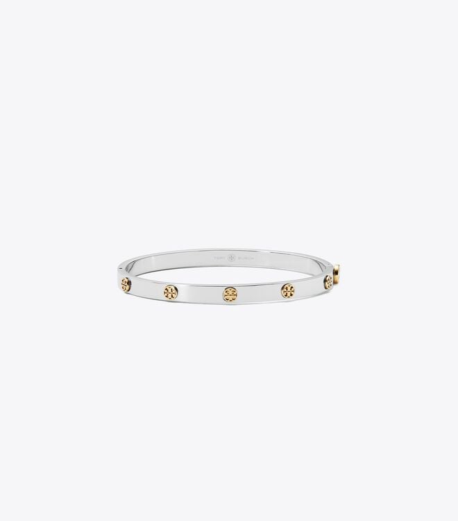 Silver / Gold Women's Tory Burch Miller Stud Hinge , 5mm Bracelet | YKEWLQ-309