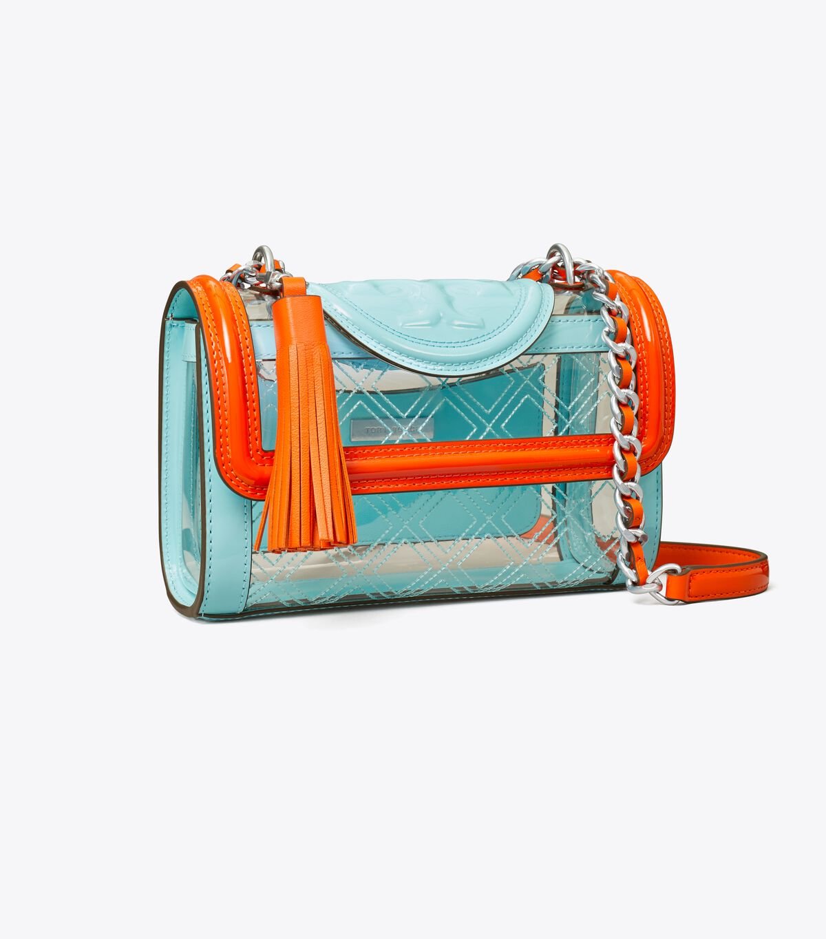 Turquoise Women's Tory Burch Small Fleming Clear Convertible Shoulder Bags | OUFWDS-870