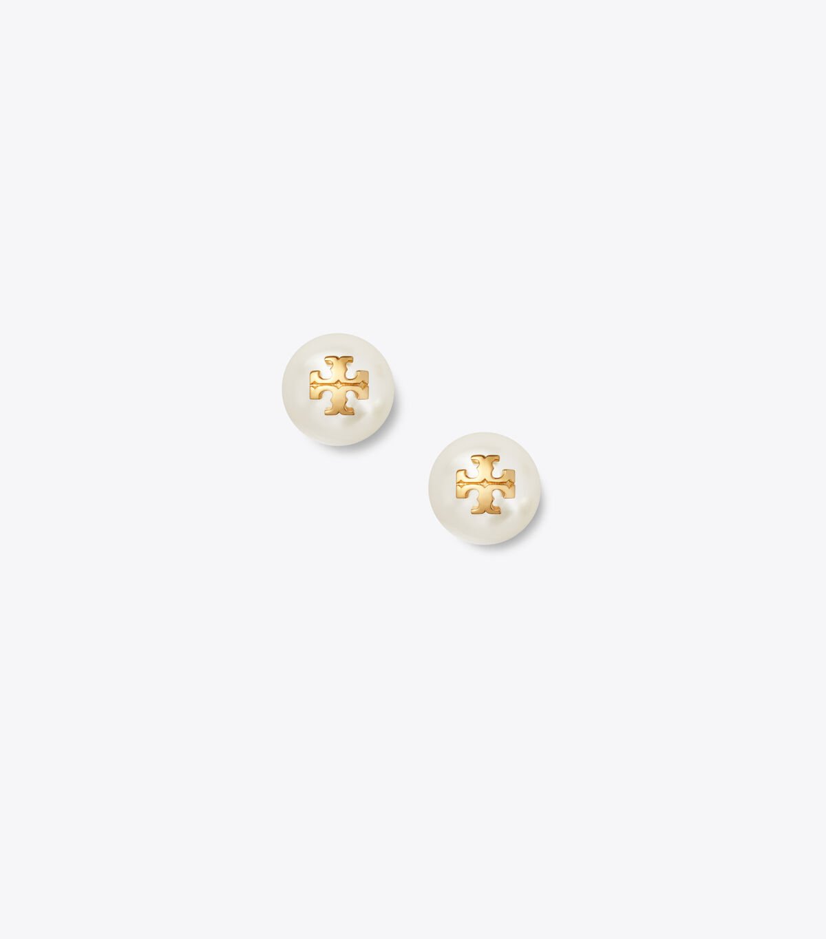 White / Gold Women's Tory Burch Crystal-pearl Stud Earrings | OLGSVJ-159