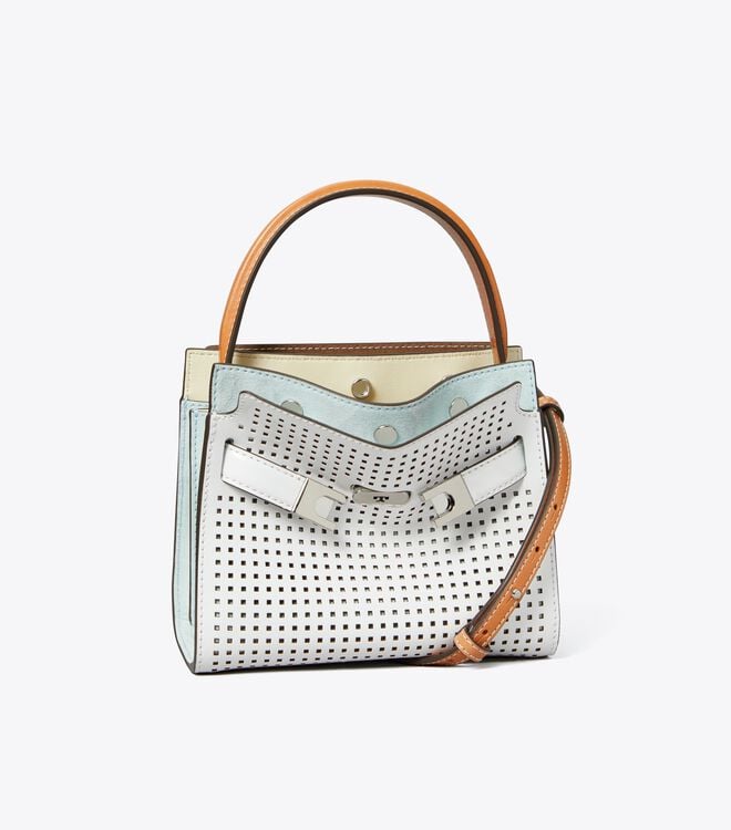 White Women's Tory Burch Petite Lee Radziwill Perforated Crossbody Bags | FRMCHA-674