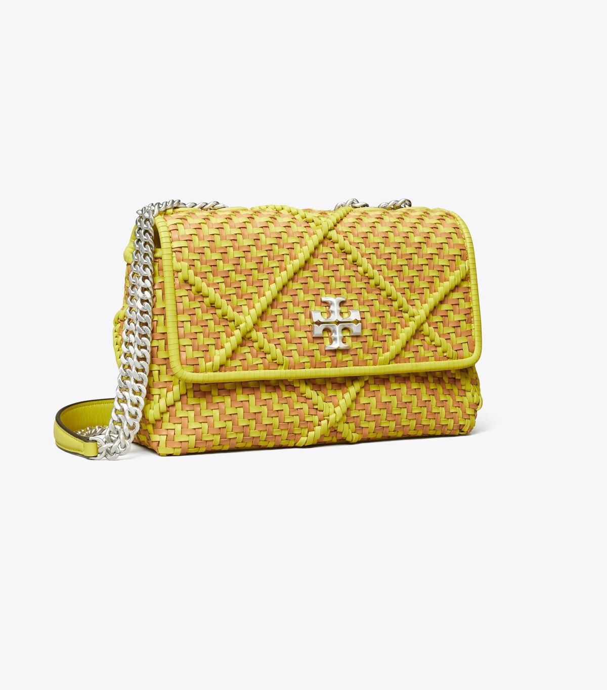 Yellow Women's Tory Burch Small Kira Diamond Woven Convertible Shoulder Bags | ZMPGTE-824